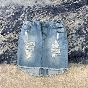 Chic Distressed Denim Mini Skirt